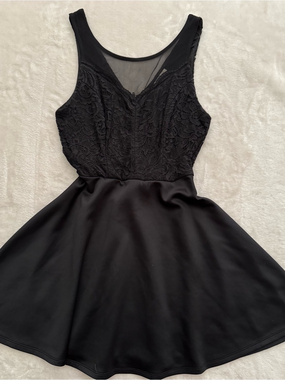 Black Lace Bodice A-Line Dress - Women